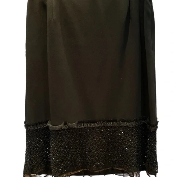 Chic Black Midi Skirt with Embellished Hem